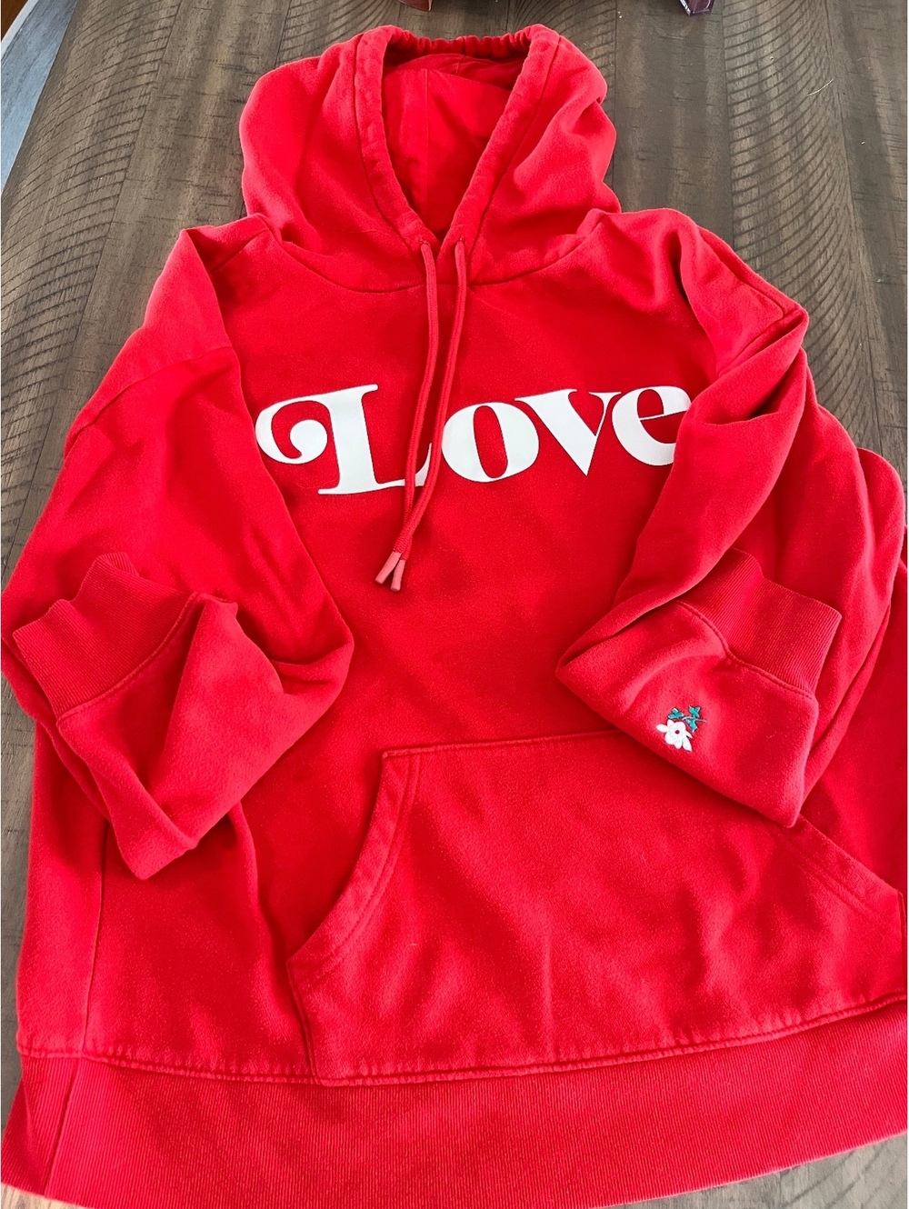 Universal Thread Red "Love" Graphic Oversized Hoodie Sweatshirt, Medium